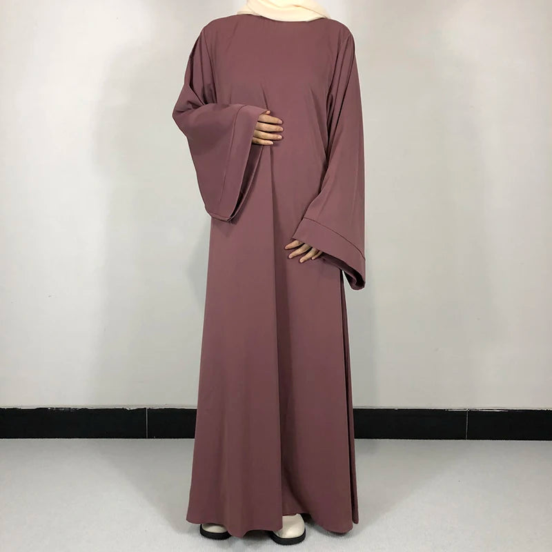 Abaya-Robe de qualité pour femmes musulmanes: 15 couleurs unies & ceinture gratuite