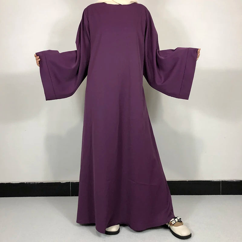 Abaya-Robe de qualité pour femmes musulmanes: 15 couleurs unies & ceinture gratuite