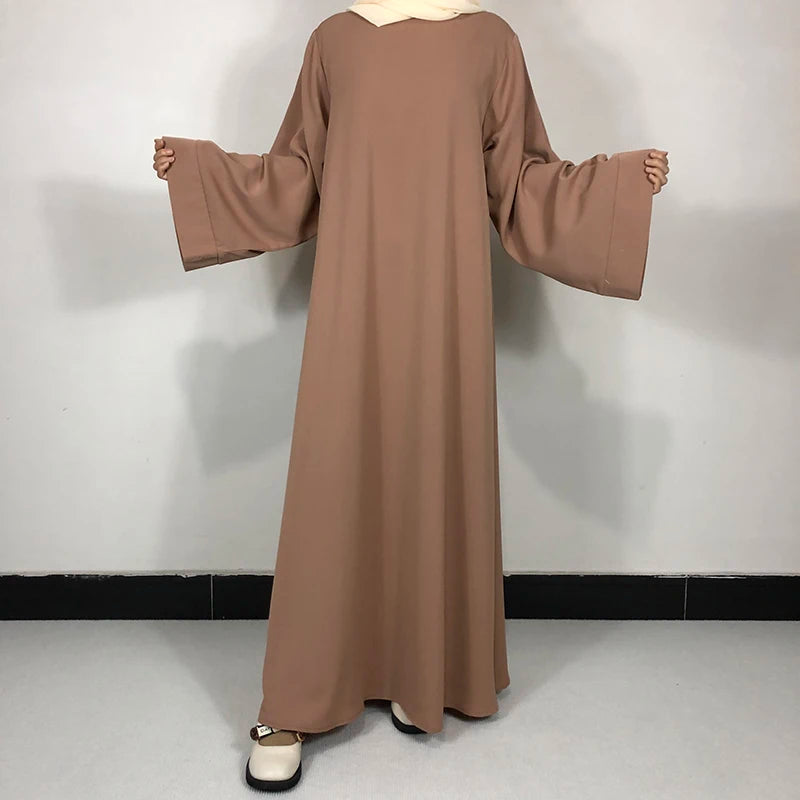 Abaya-Robe de qualité pour femmes musulmanes: 15 couleurs unies & ceinture gratuite