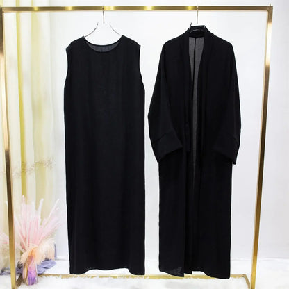 Ensemble Abaya Cardigan : FibrInner Robe + Ceinture