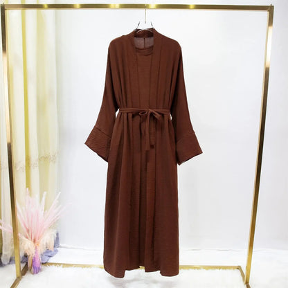 Ensemble Abaya Cardigan : FibrInner Robe + Ceinture