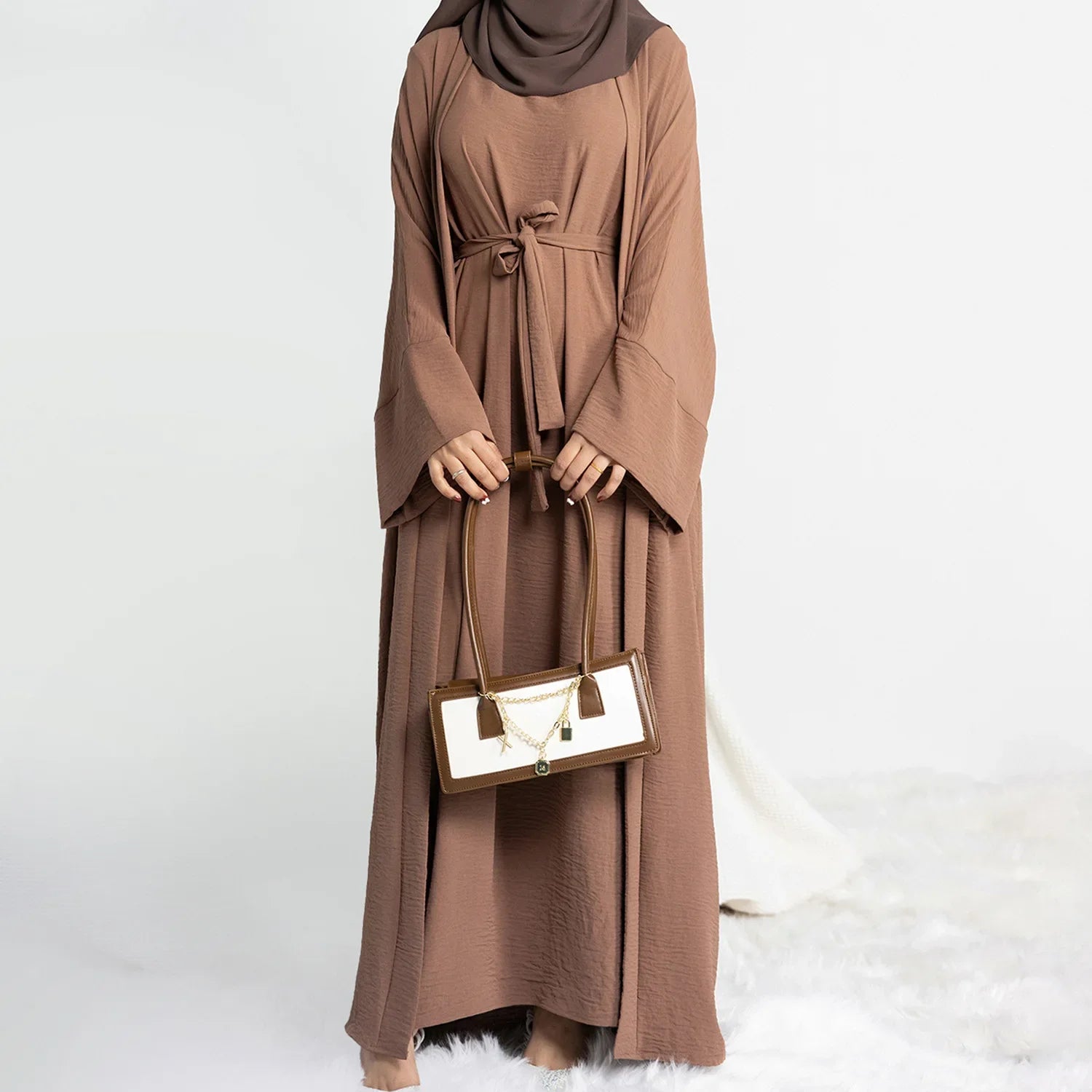 Ensemble 2 pièces Abaya assortie : Robe musulmane tendance