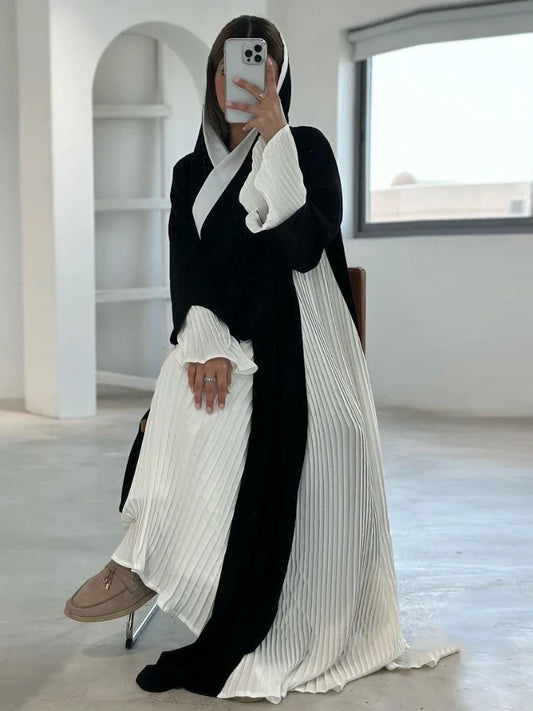 Robe de fête musulmane 2024 : Abaya plissée Eid Dubai Shopify