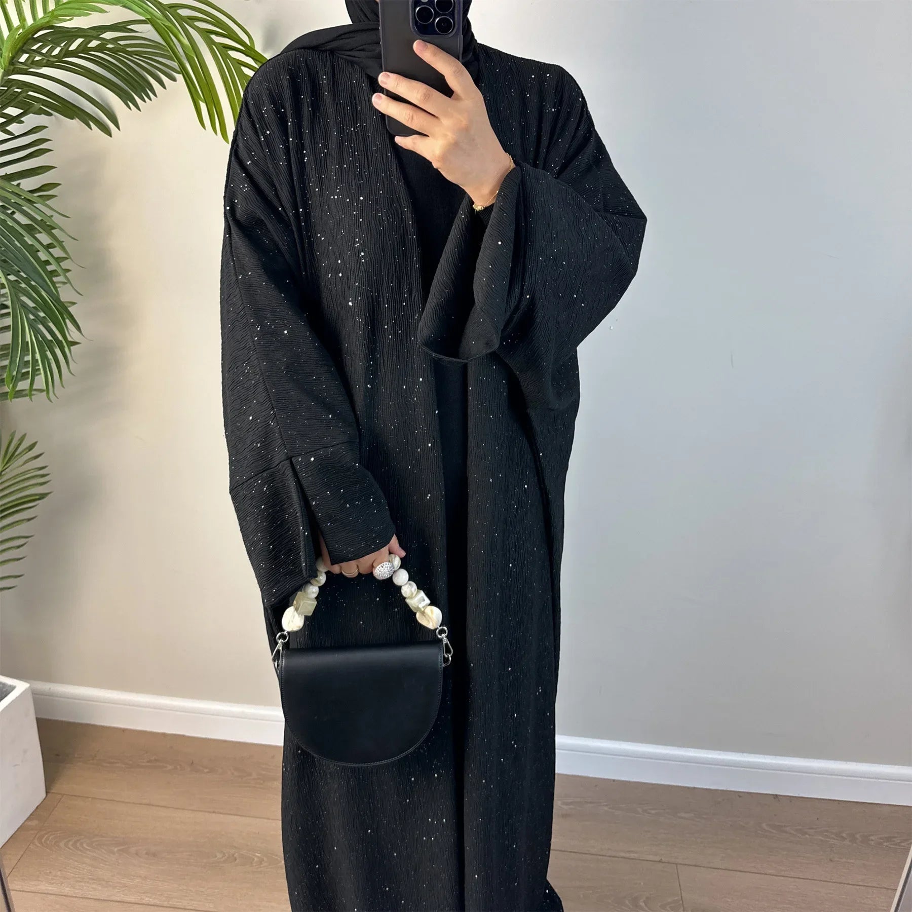 Abaya de luxe pailletée pour femmes, kimono hijab Turquie