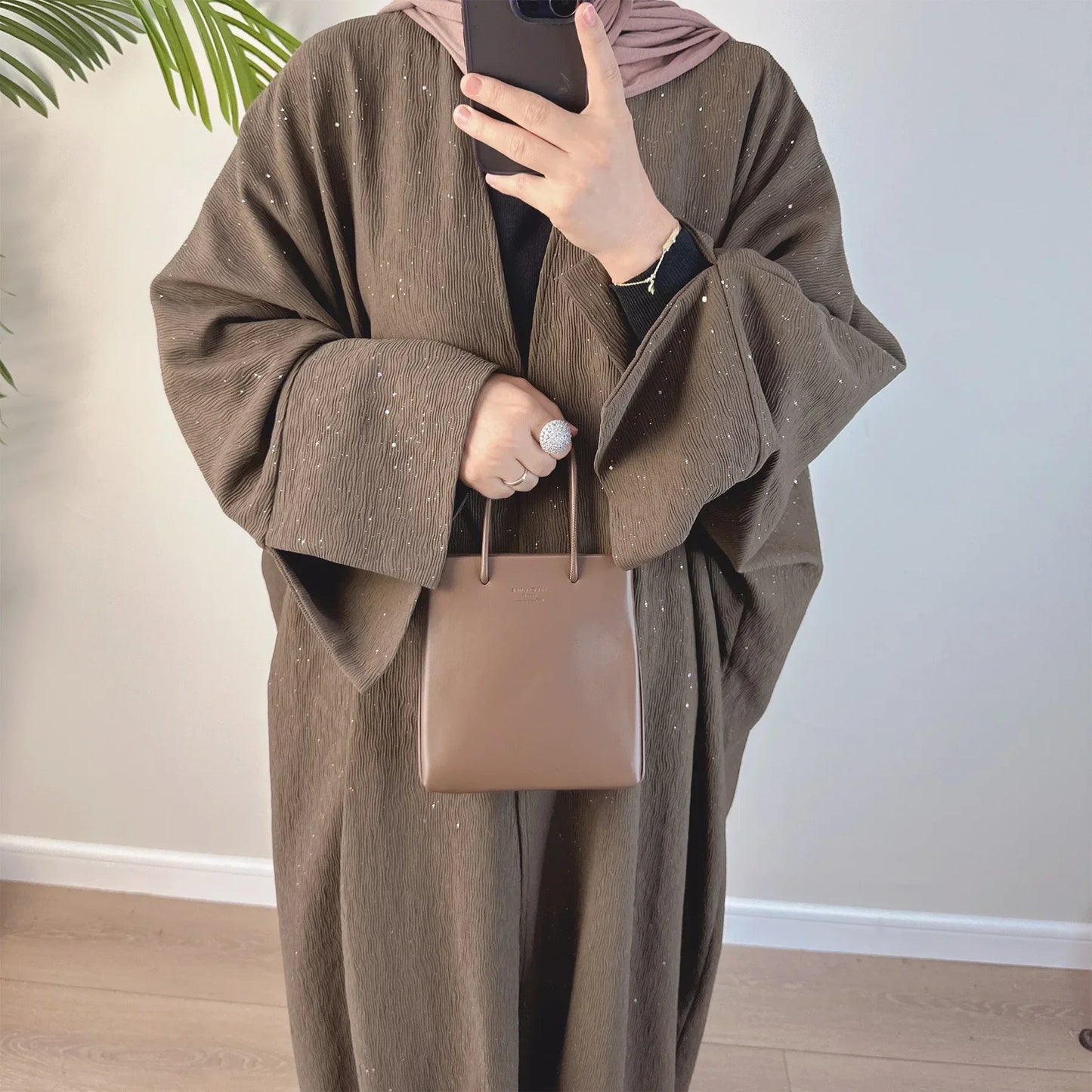 Abaya de luxe pailletée pour femmes, kimono hijab Turquie