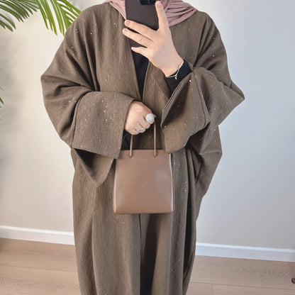 Abaya de luxe pailletée pour femmes, kimono hijab Turquie