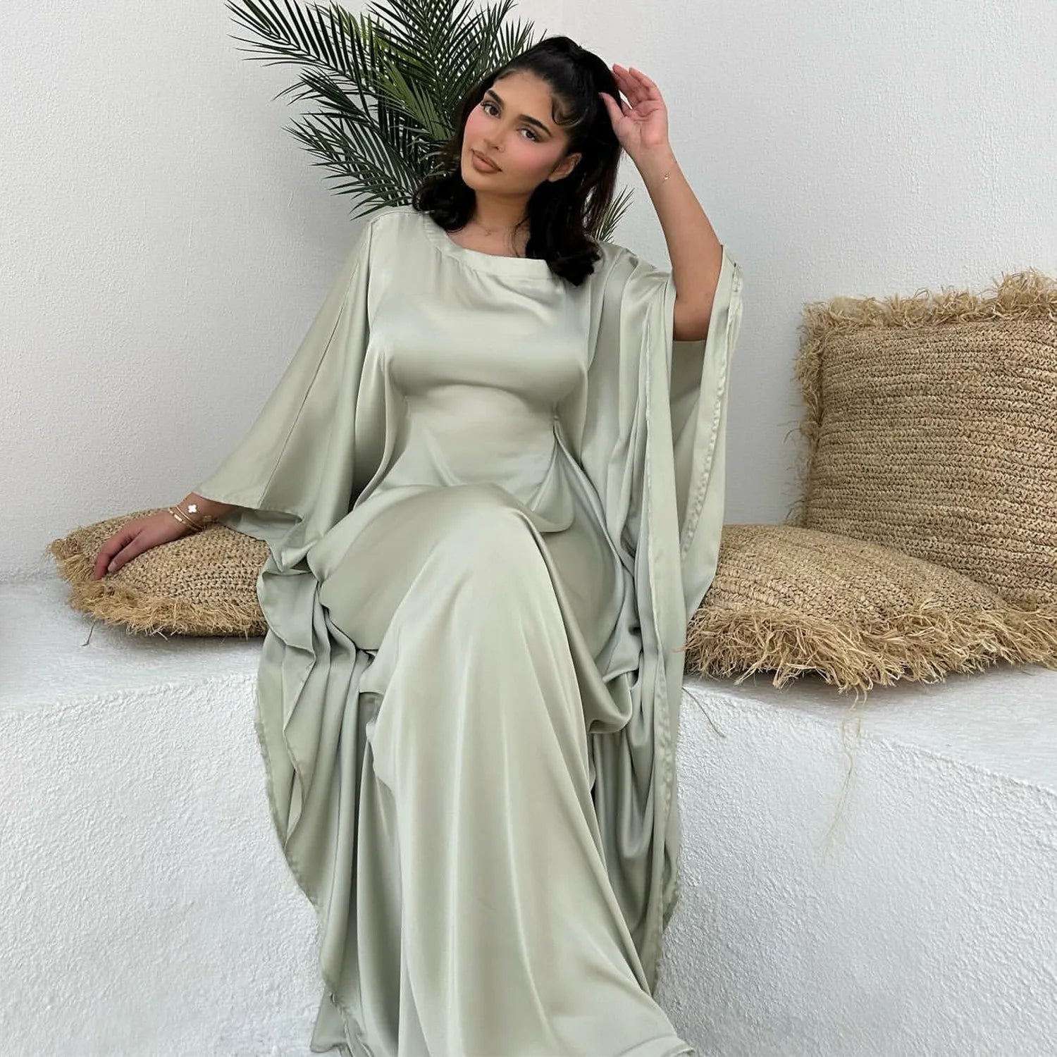 Robe Maxi Satin Papillon Dubaï Kaftan Nouveau