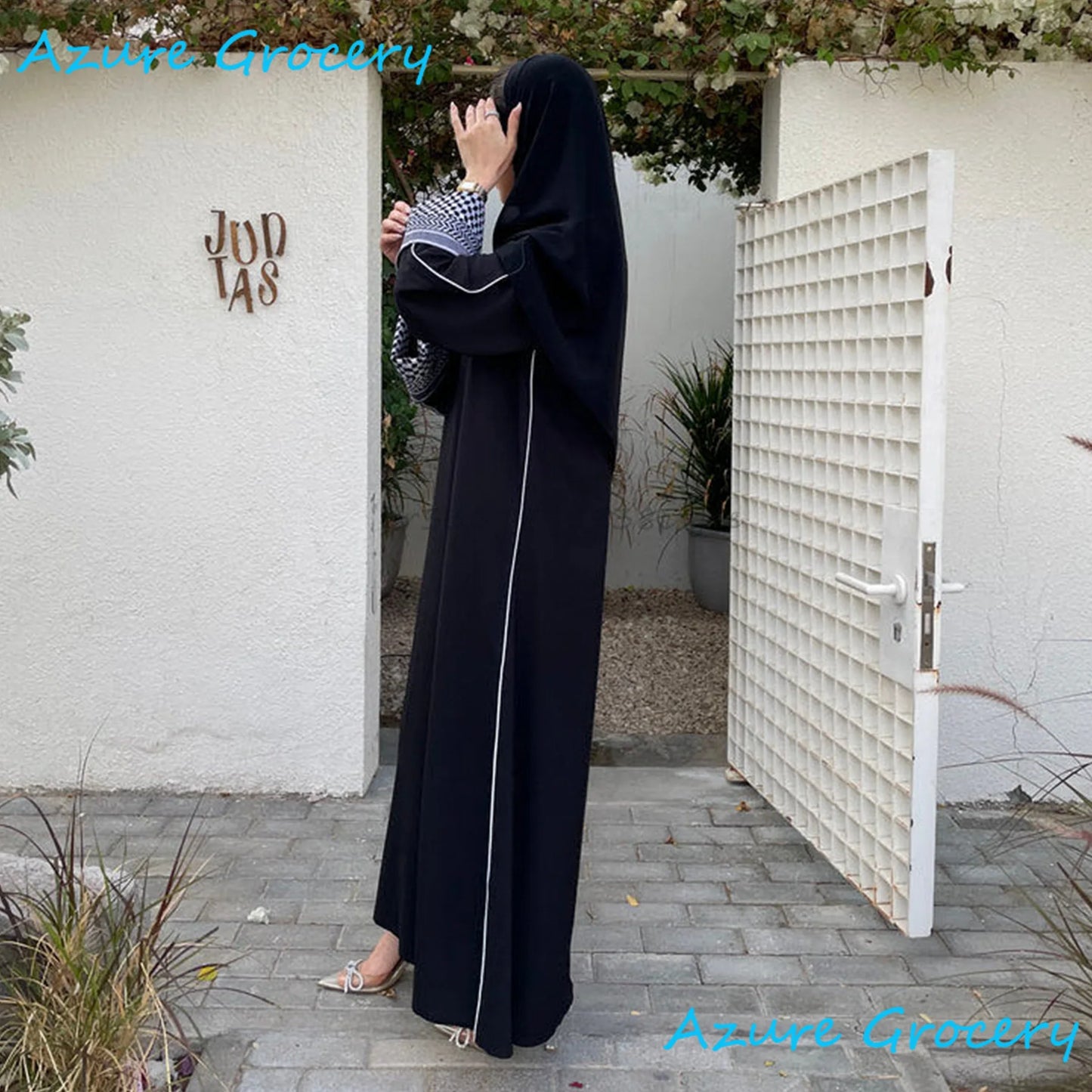 Abaya en lin de coton fermé pour femmes - Robe Hijab musulmane Luxe