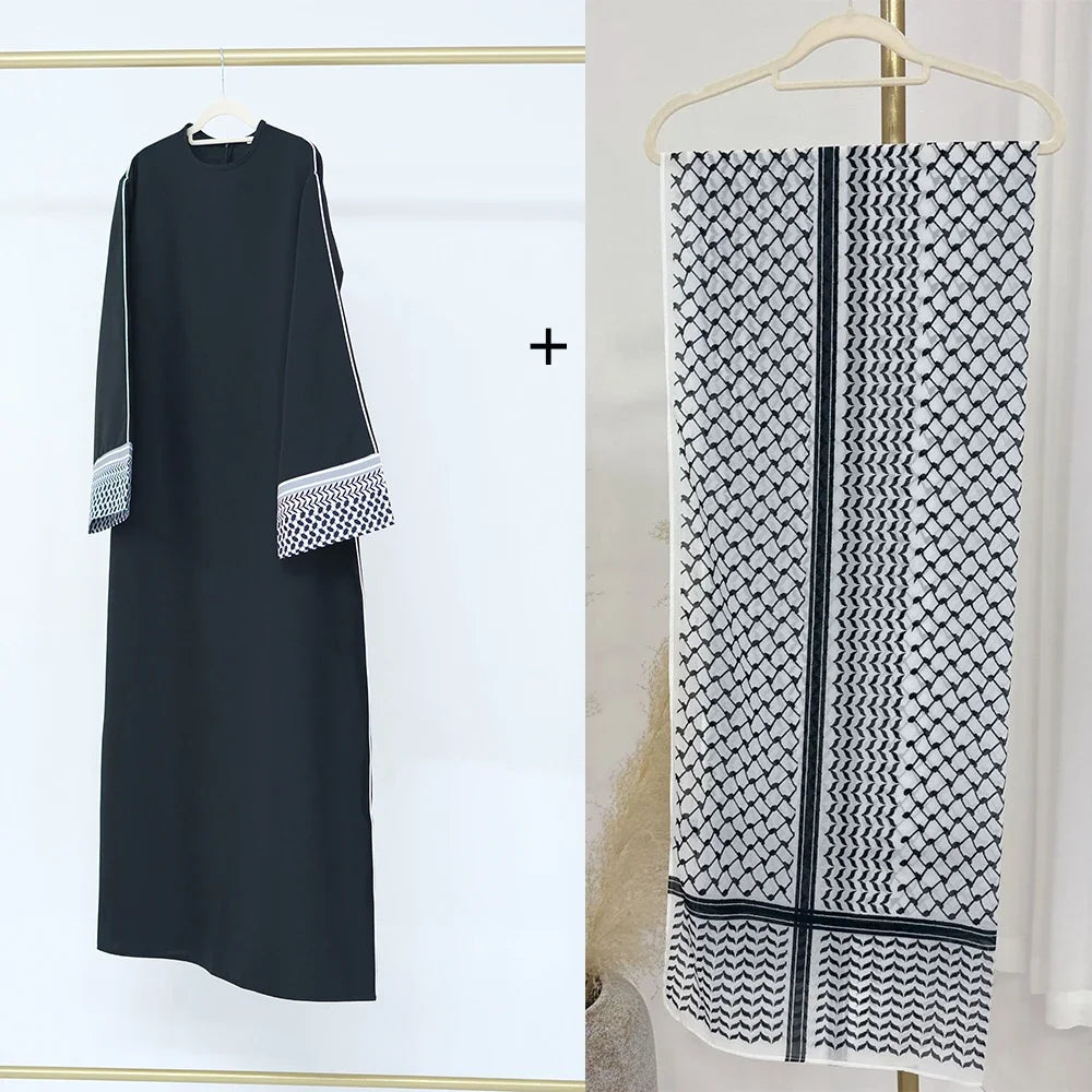 Abaya en lin de coton fermé pour femmes - Robe Hijab musulmane Luxe