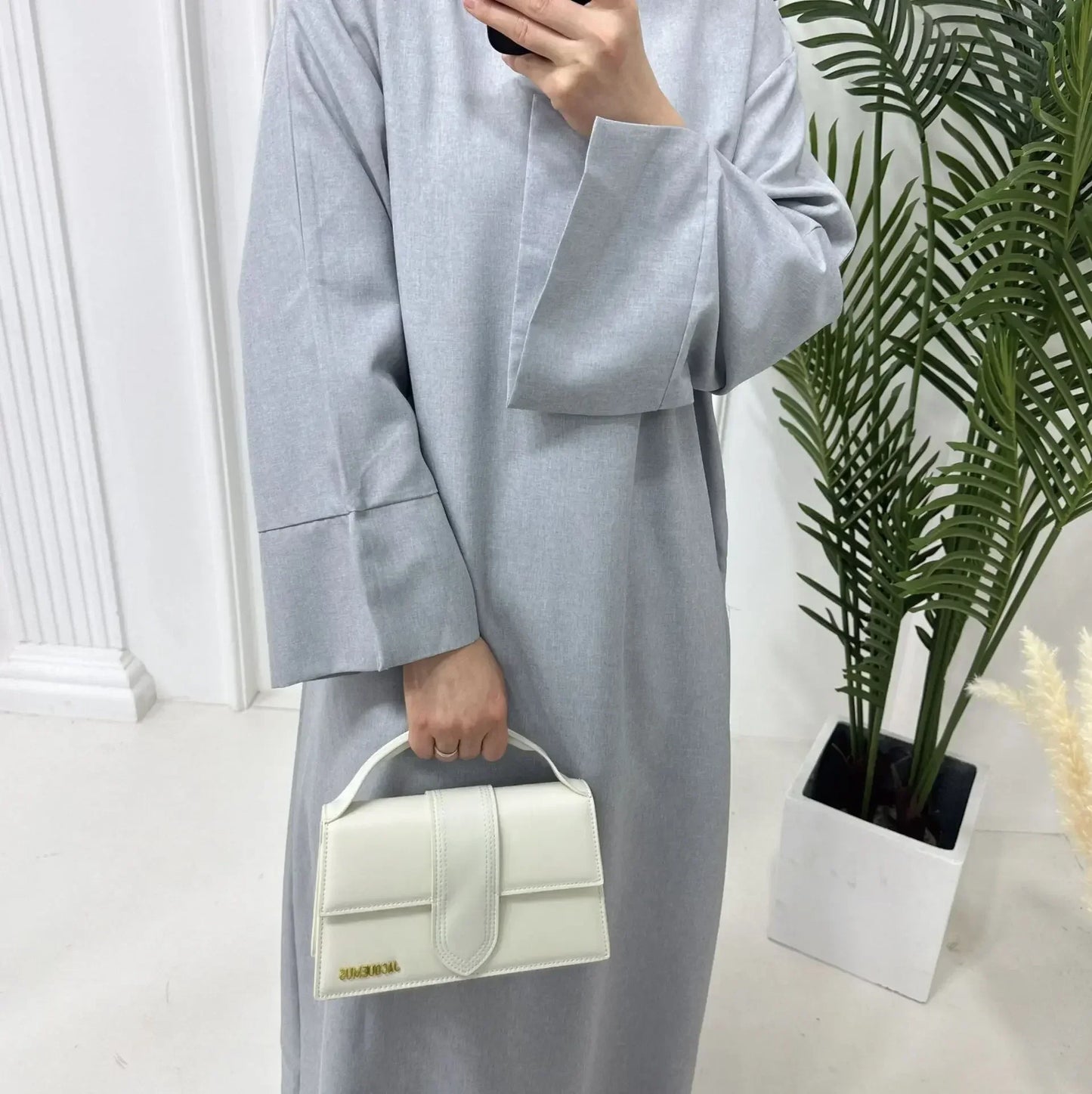 Abaya lin coton femmes, hijab uni, caftan luxe Dubaï 2024