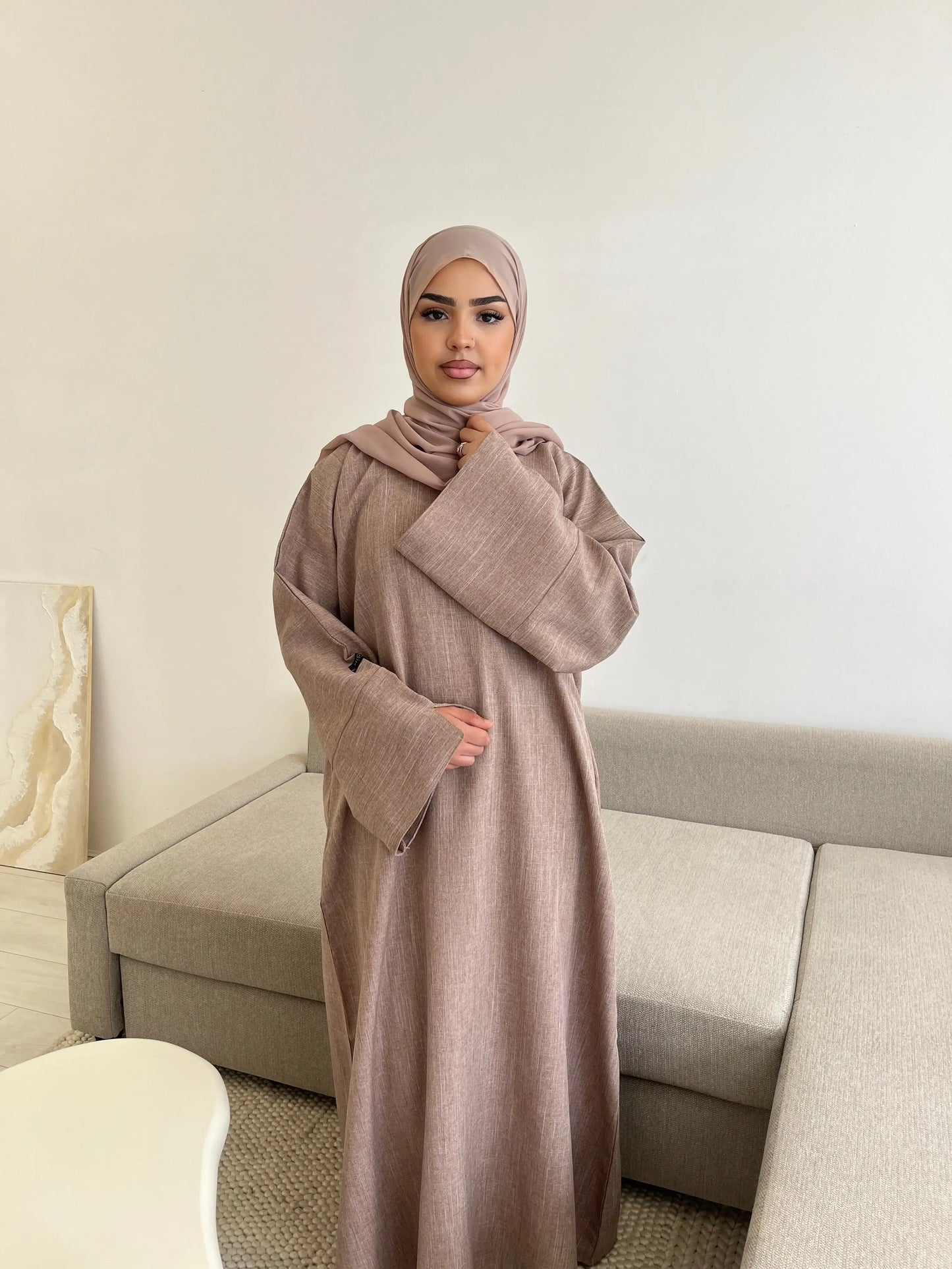 Abaya lin coton femmes, hijab uni, caftan luxe Dubaï 2024