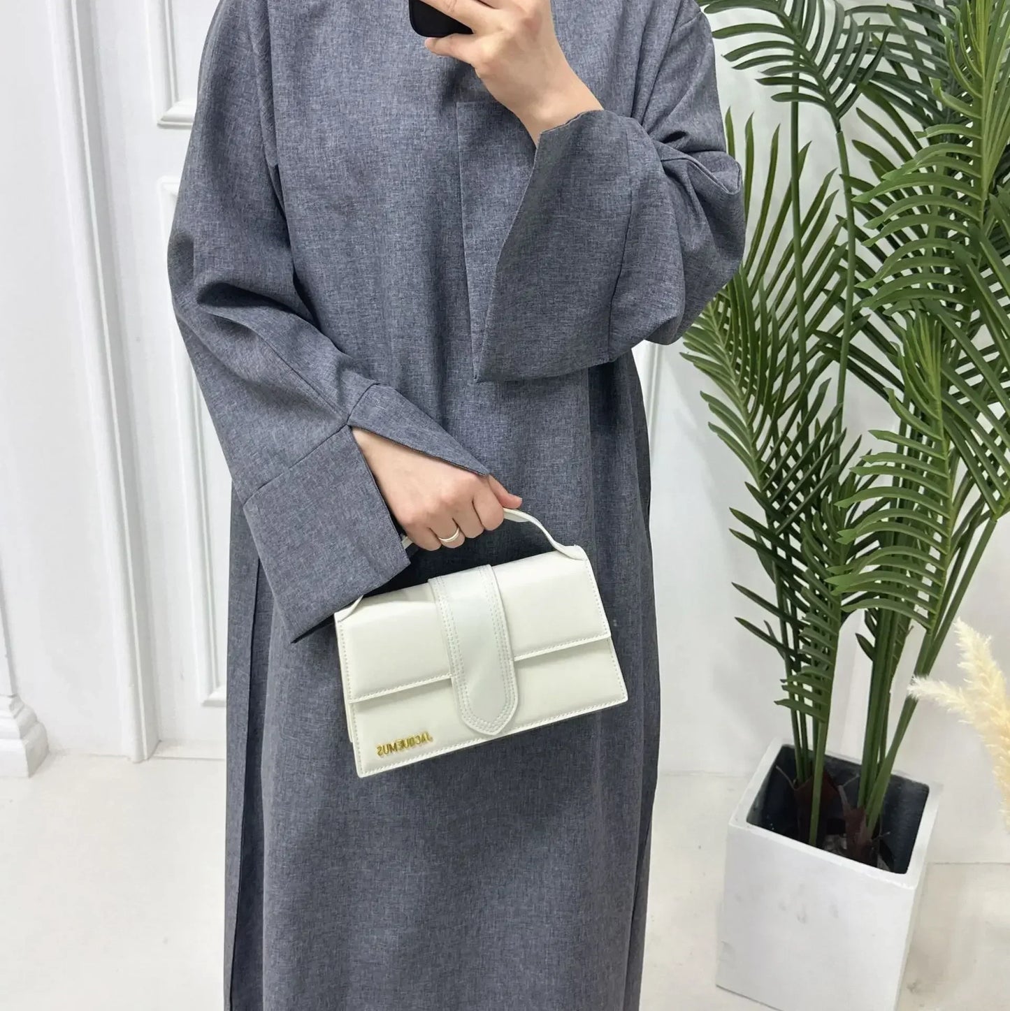 Abaya lin coton femmes, hijab uni, caftan luxe Dubaï 2024