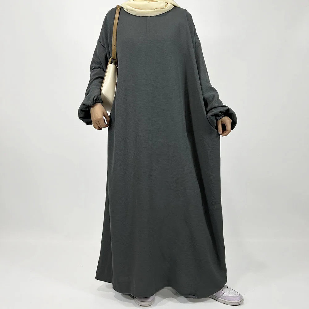 Abaya coupe droite avec poches pour femmes musulmanes