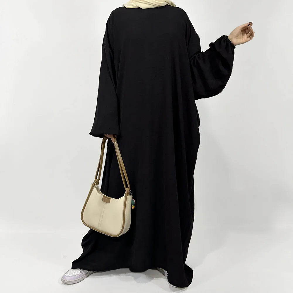 Abaya coupe droite avec poches pour femmes musulmanes