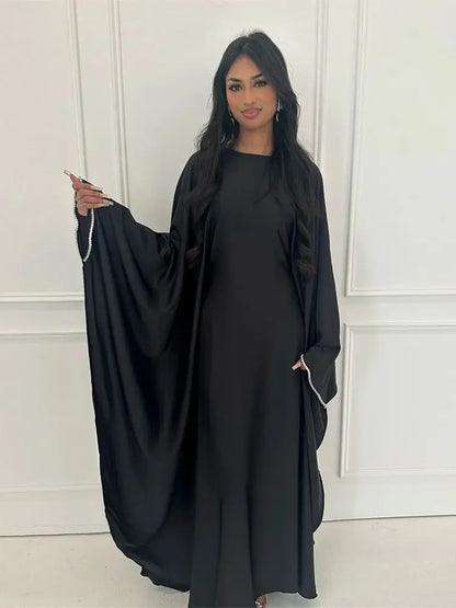 Abaya satin luxe chauve-souris arabe africain - Mode femmes