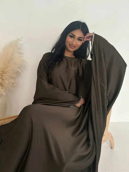 Abaya satin luxe chauve-souris arabe africain - Mode femmes