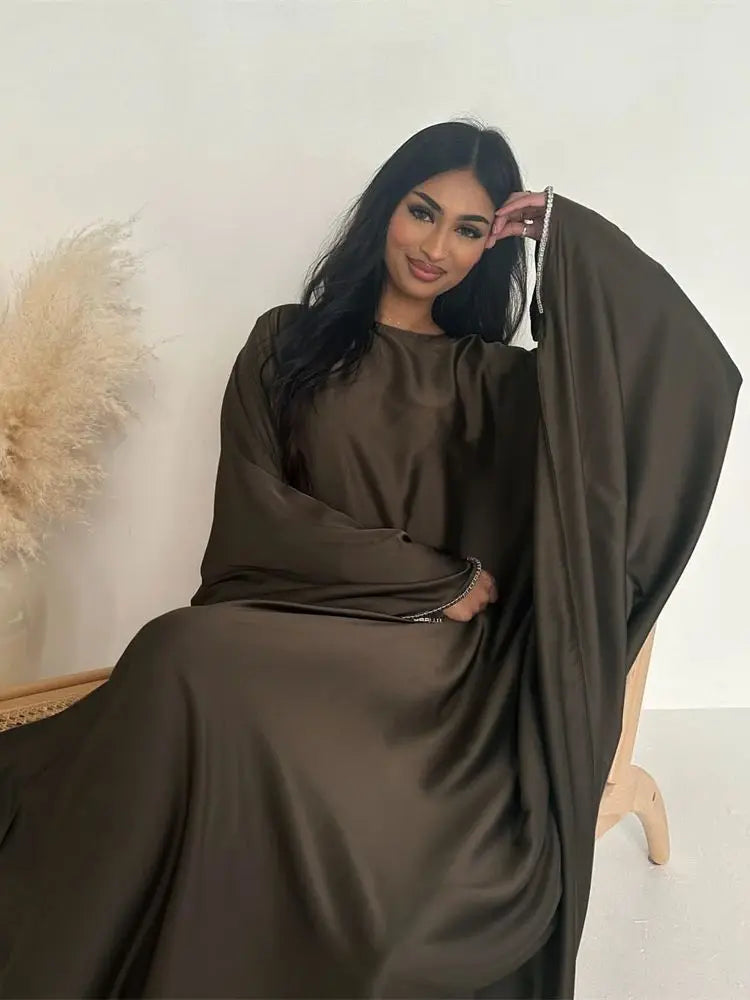 Abaya satin luxe chauve-souris arabe africain - Mode femmes