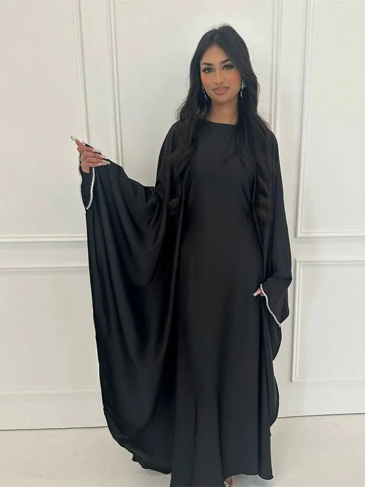 Abaya satin luxe chauve-souris arabe africain - Mode femmes