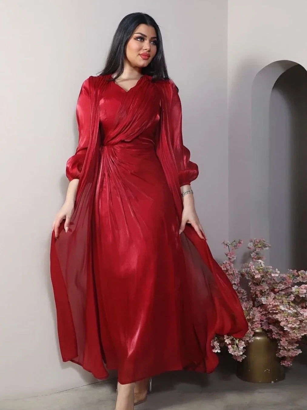 Robe longue satinée pour soirée orientale