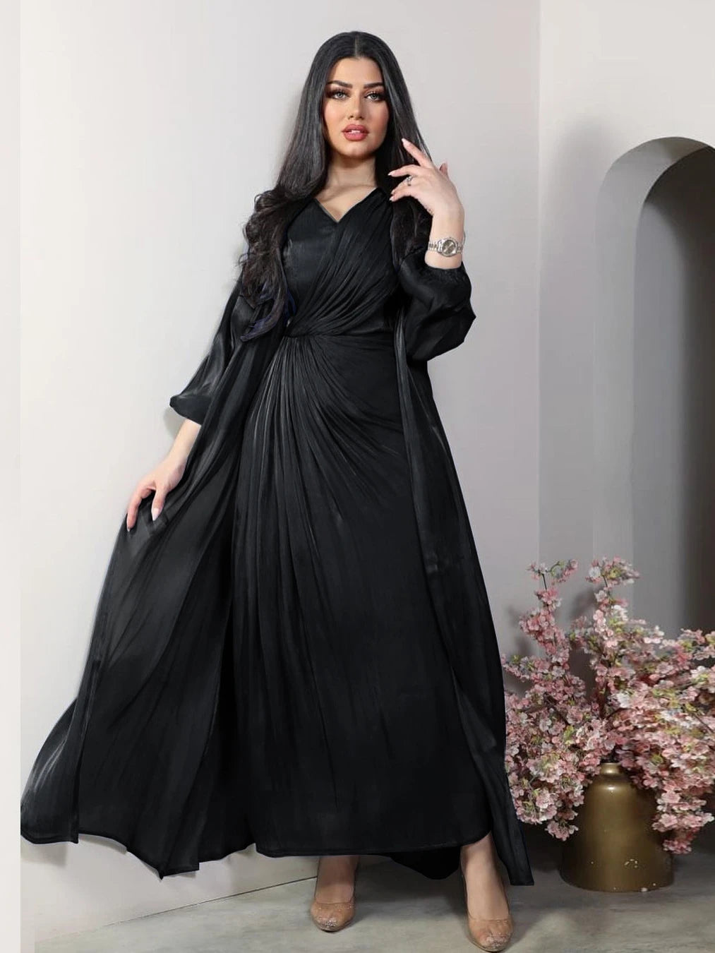 Robe de soirée Marocaine en satin - Caftan Eid