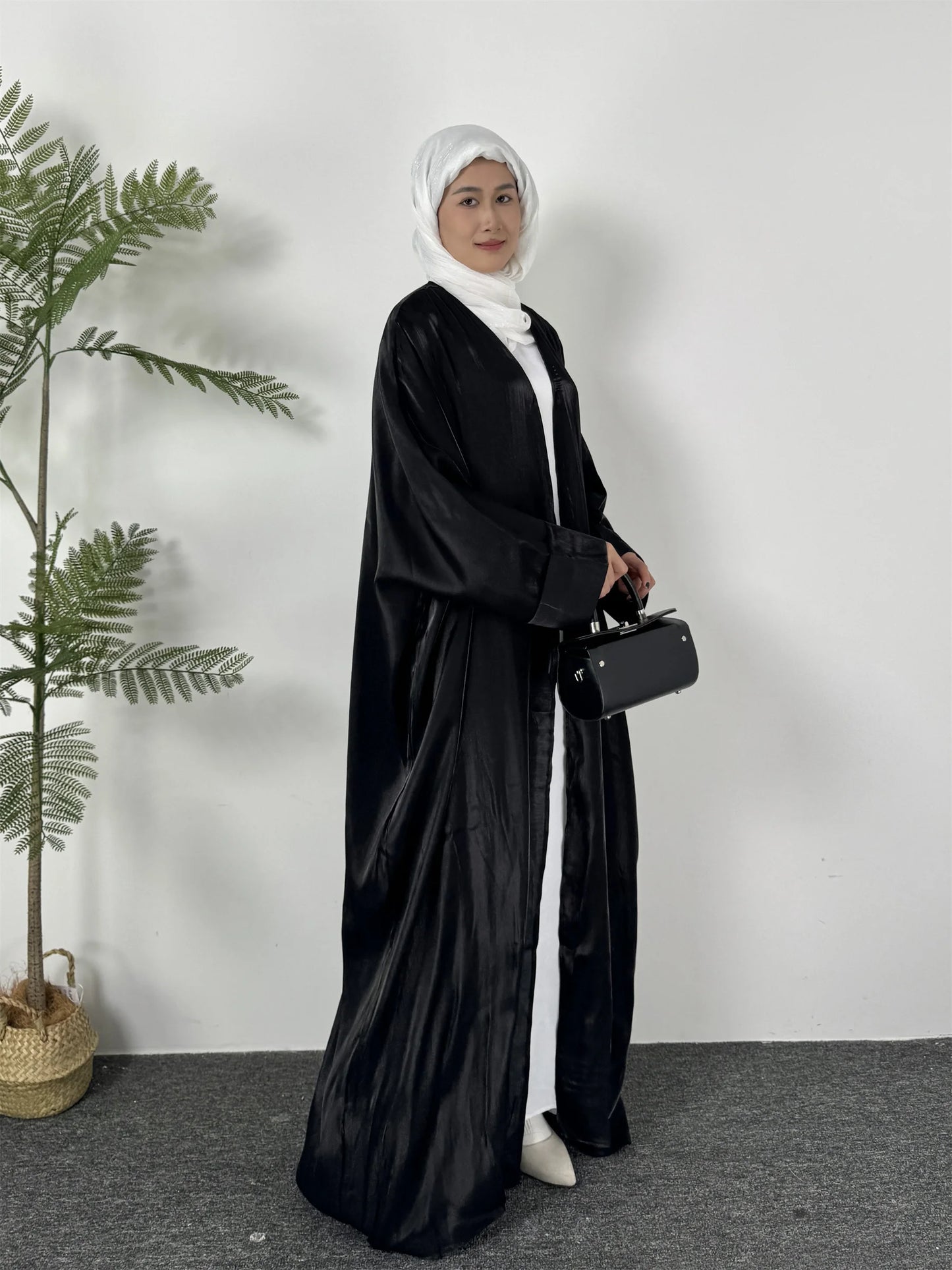 Abaya à manches smocks pour femmes musulmanes - Caftan ouvert, manteau cardigan - Boutique Islamique