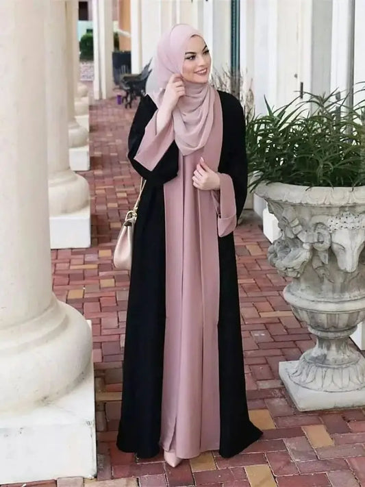 Abaya musulmane luxe femmes - faux deux pièces, caftan islamique