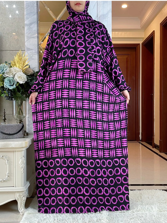 Robe Abaya musulmane coton fleuri Moyen-Orient 2024