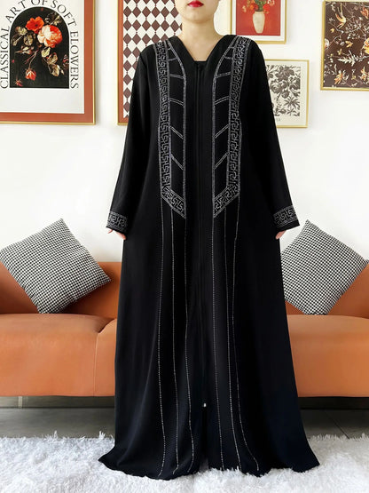 Abaya ouverte en mousseline de soie pour femmes musulmanes