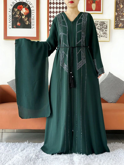 Abaya ouverte en mousseline de soie pour femmes musulmanes