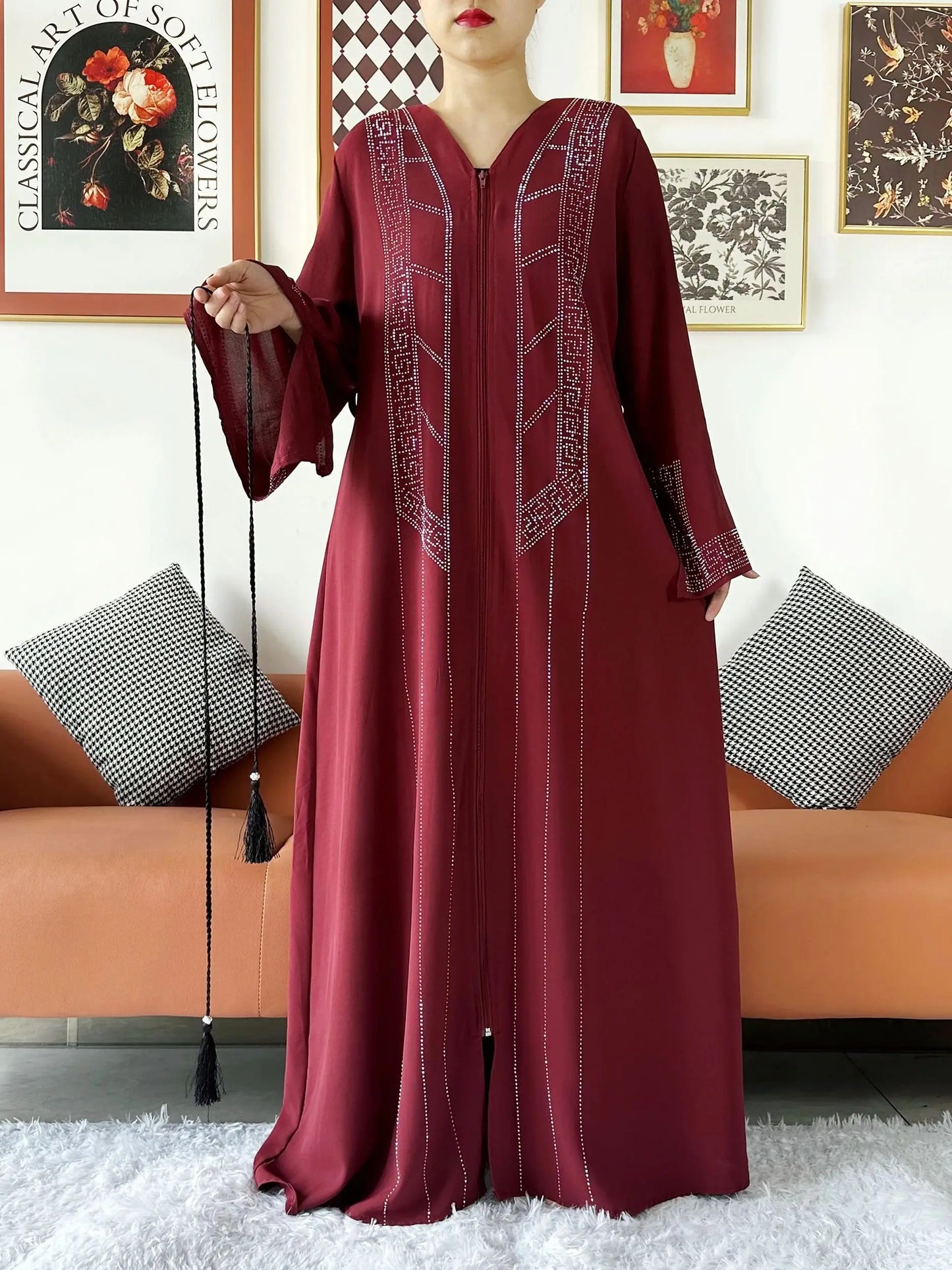 Abaya ouverte en mousseline de soie pour femmes musulmanes