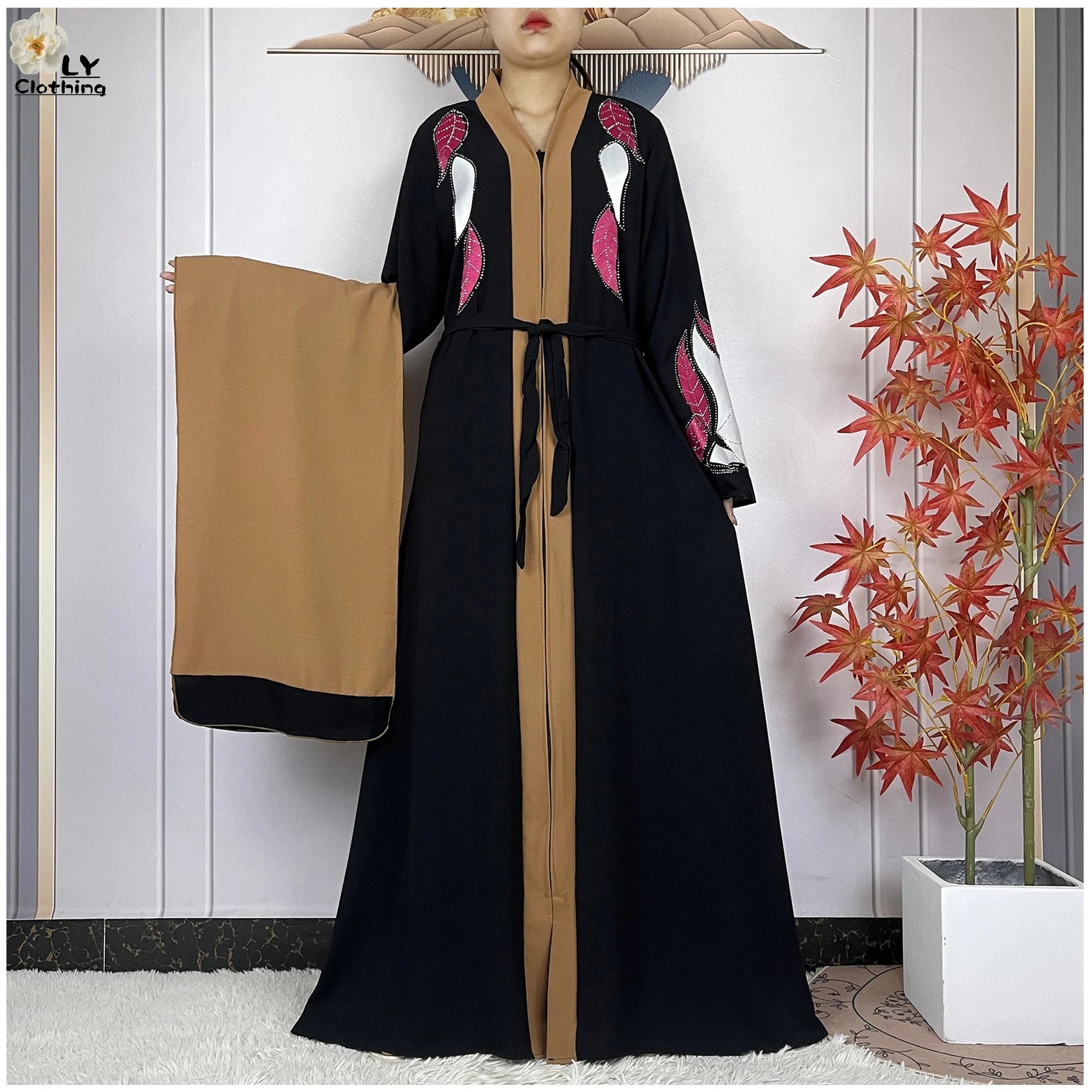 Robe Abaya en mousseline de soie pour femme, élégante et décontractée