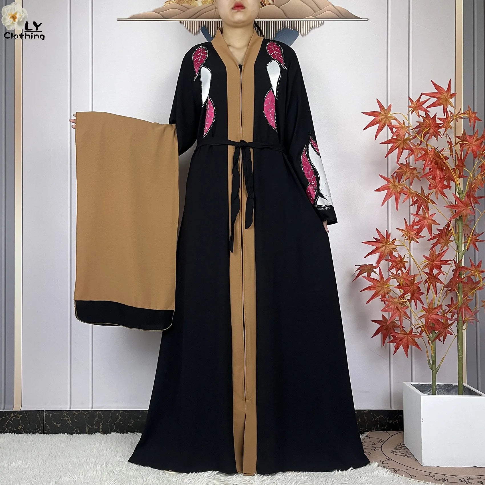 Robe Abaya en mousseline de soie pour femme, élégante et décontractée