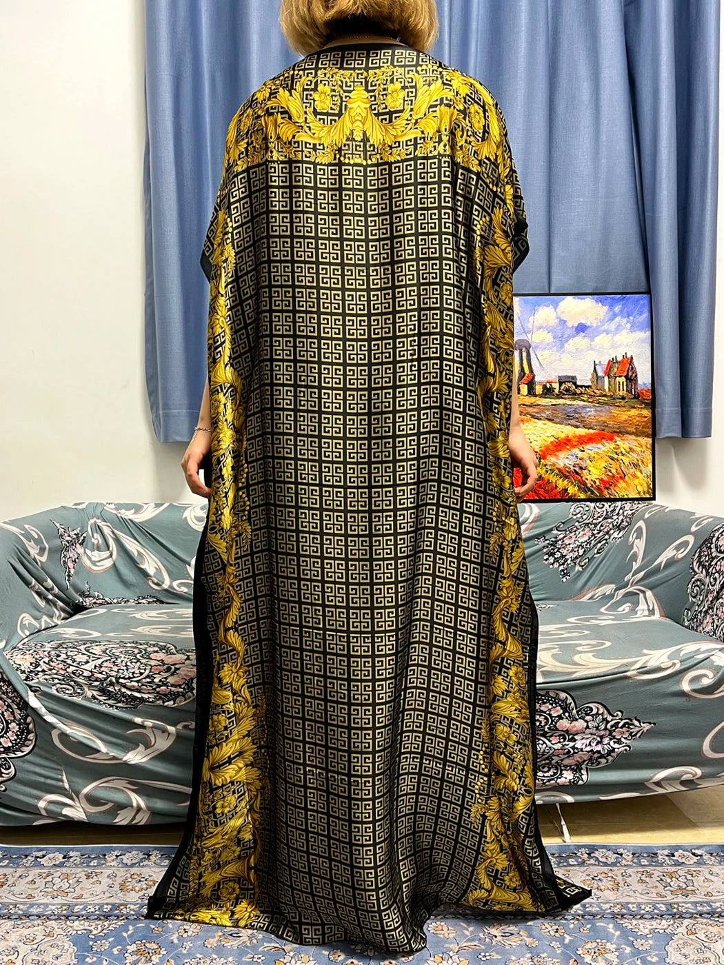 Robe Abaya Imprimée Traditionnelle Africaine & Turban