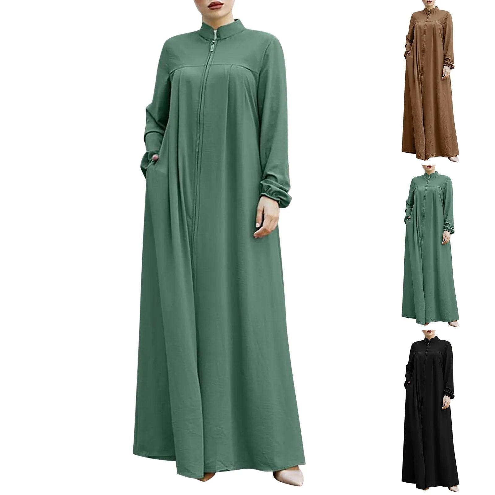 Abaya à fermeture éclair pour femmes, style élégant et pratique