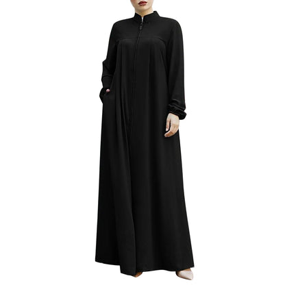 Abaya à fermeture éclair pour femmes, style élégant et pratique