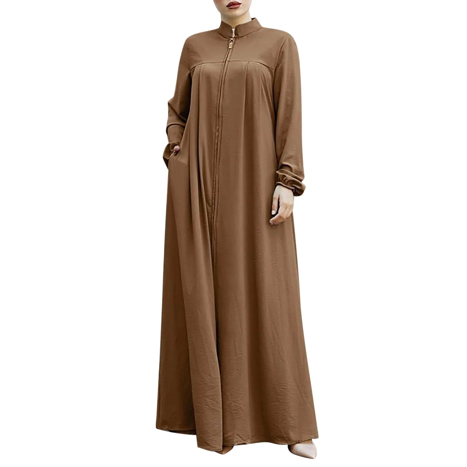 Abaya à fermeture éclair pour femmes, style élégant et pratique