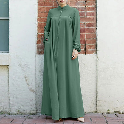 Abaya à fermeture éclair pour femmes, style élégant et pratique