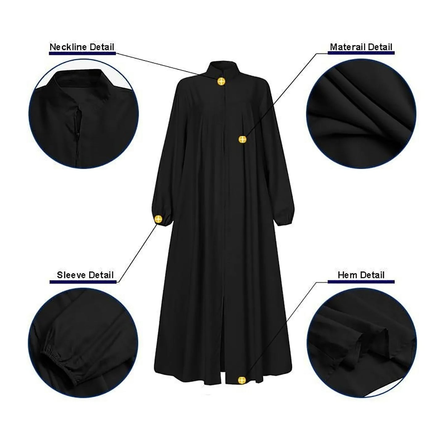 Abaya à fermeture éclair pour femmes, style élégant et pratique