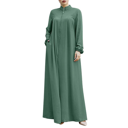 Abaya à fermeture éclair pour femmes, style élégant et pratique