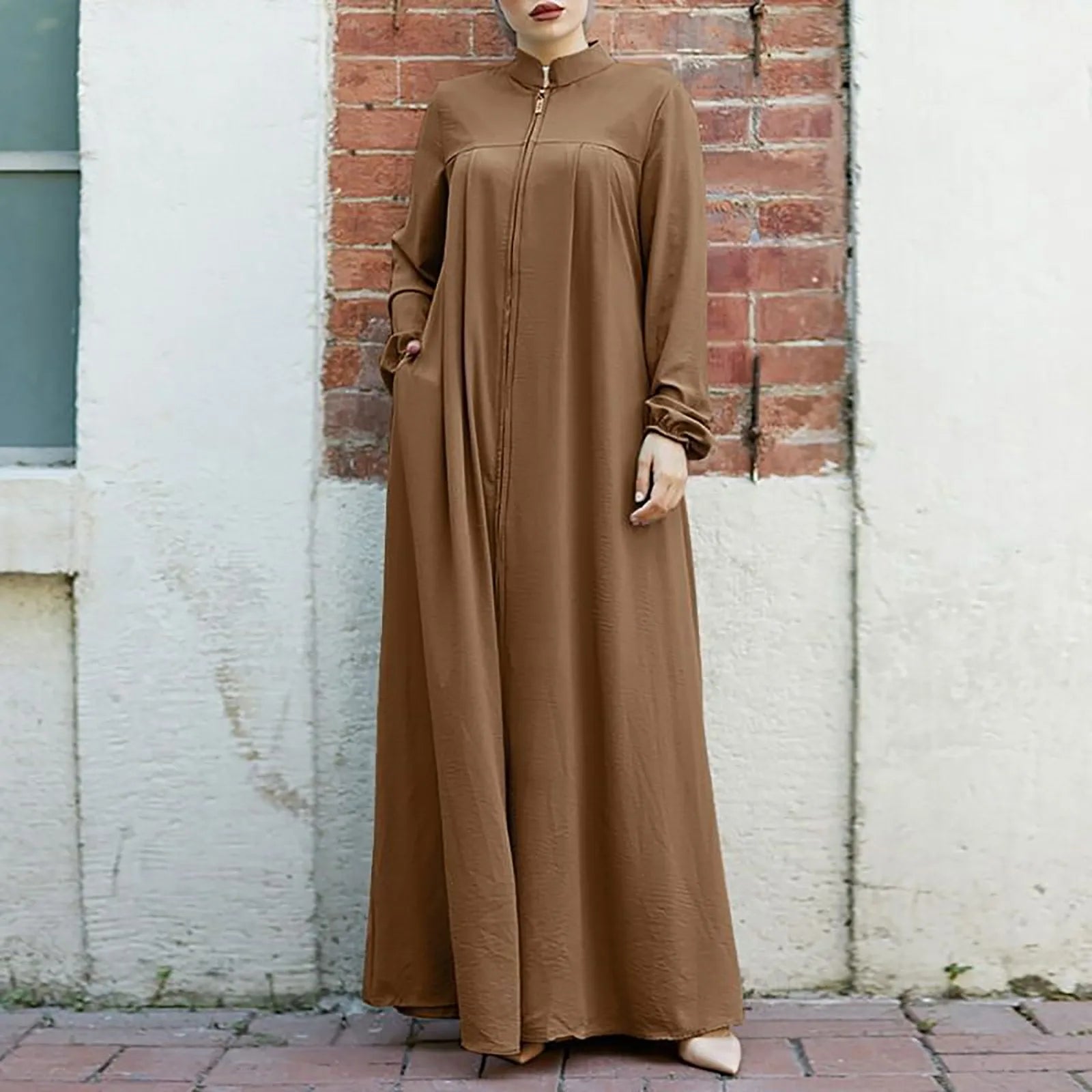 Abaya à fermeture éclair pour femmes, style élégant et pratique