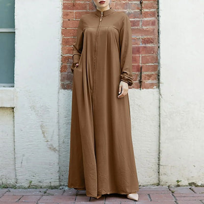 Abaya à fermeture éclair pour femmes, style élégant et pratique