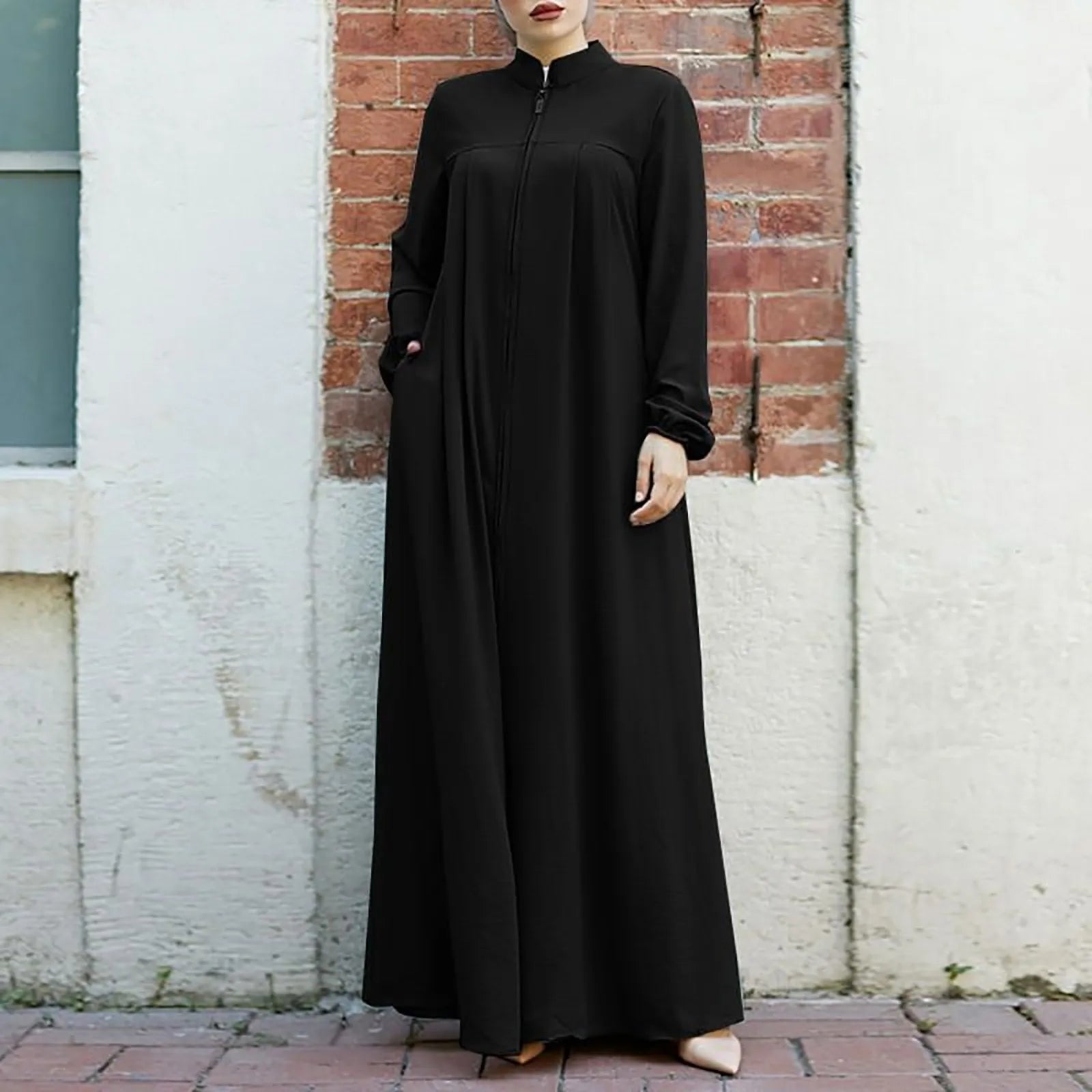 Abaya à fermeture éclair pour femmes, style élégant et pratique