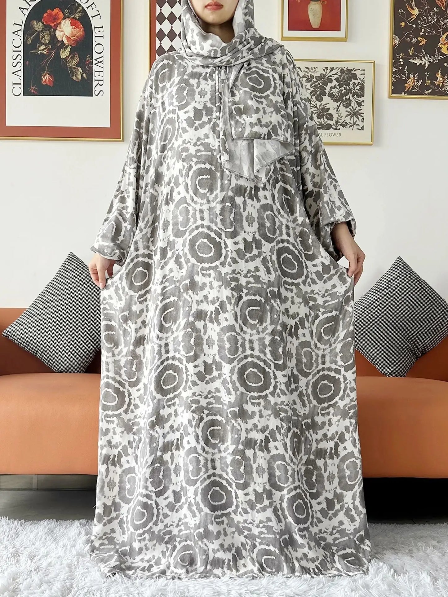 Abayas en coton pour femmes musulmanes, vêtement de prière Ramadan, 2024