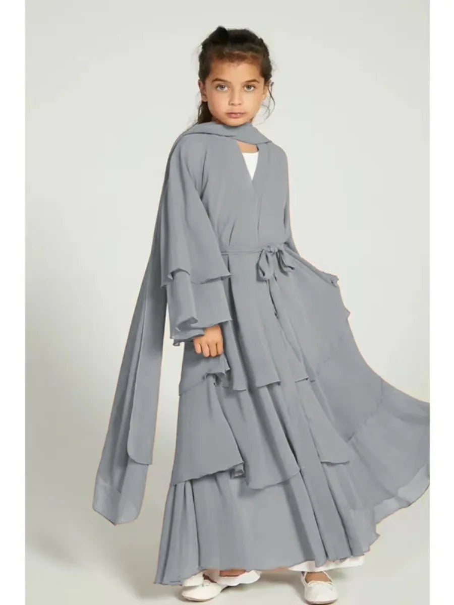 Robe de gâteau pour filles: abayas en mousseline de soie.