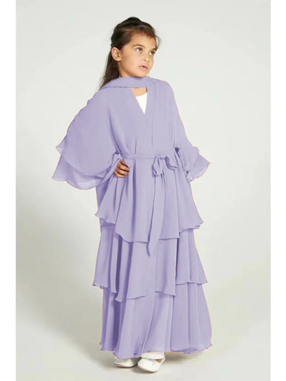 Robe de gâteau pour filles: abayas en mousseline de soie.