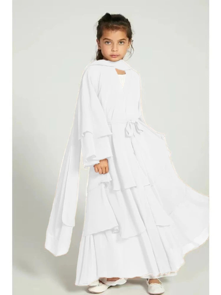 Robe de gâteau pour filles: abayas en mousseline de soie.