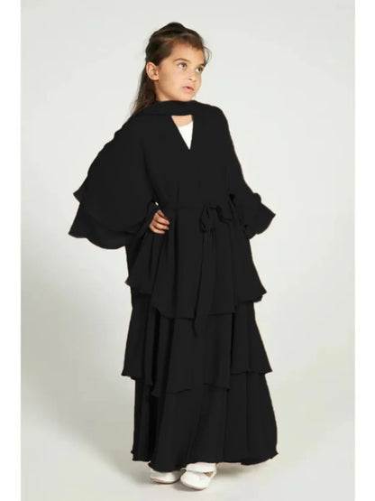 Robe de gâteau pour filles: abayas en mousseline de soie.