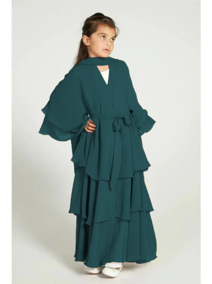 Robe de gâteau pour filles: abayas en mousseline de soie.