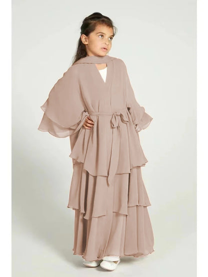 Robe de gâteau pour filles: abayas en mousseline de soie.