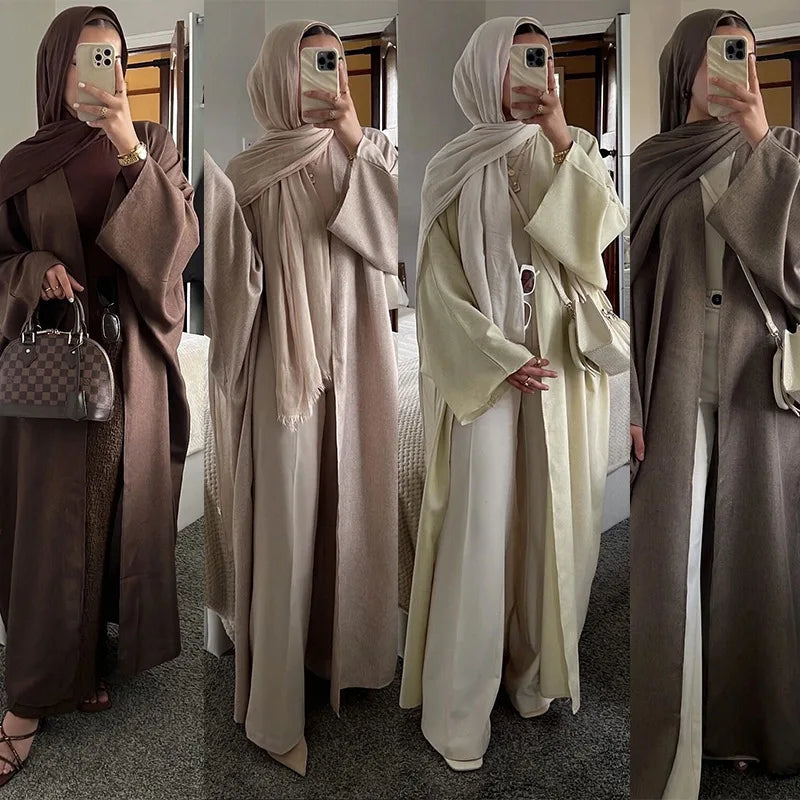 Abayas ouvertes en lin pour femmes, robe de prière, tenue caftan, cadeau islamique